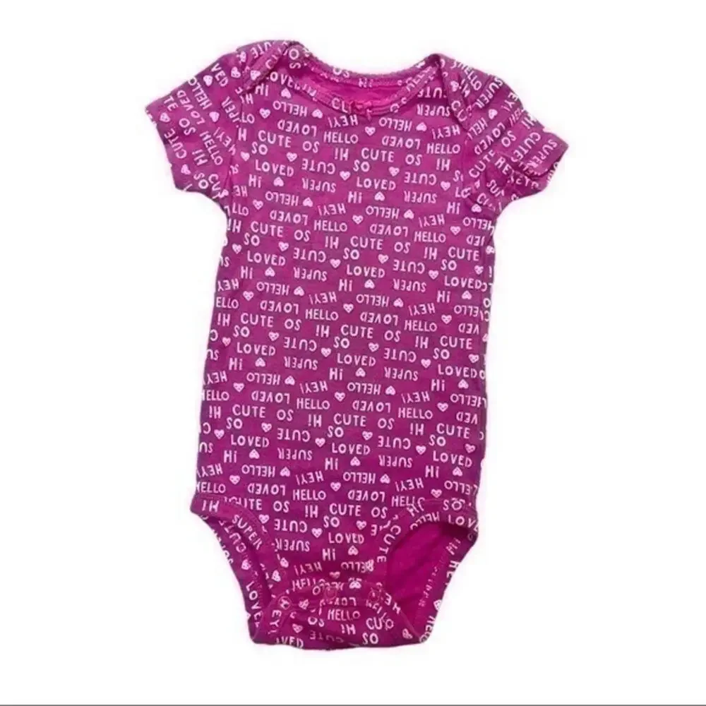 Carter’s Pink Love Graphic Print bodysuit Size 12 Months short sleeve